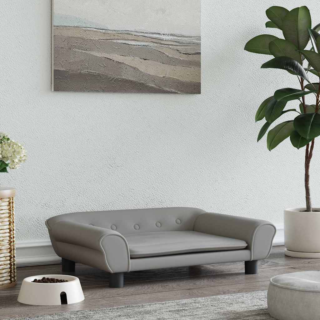 Pelíšek pro psy světle šedý 70 x 48 x 22 cm samet
