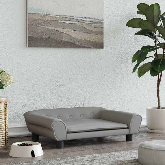 Pelíšek pro psy světle šedý 70 x 48 x 22 cm samet