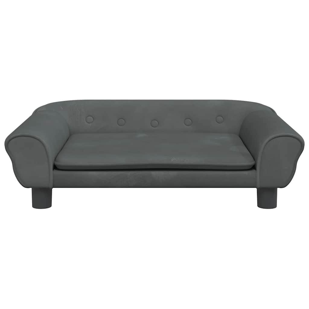 Pelíšek pro psy tmavě šedý 70 x 48 x 22 cm samet