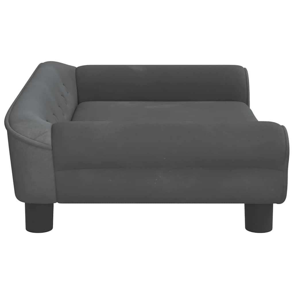 Pelíšek pro psy tmavě šedý 70 x 48 x 22 cm samet