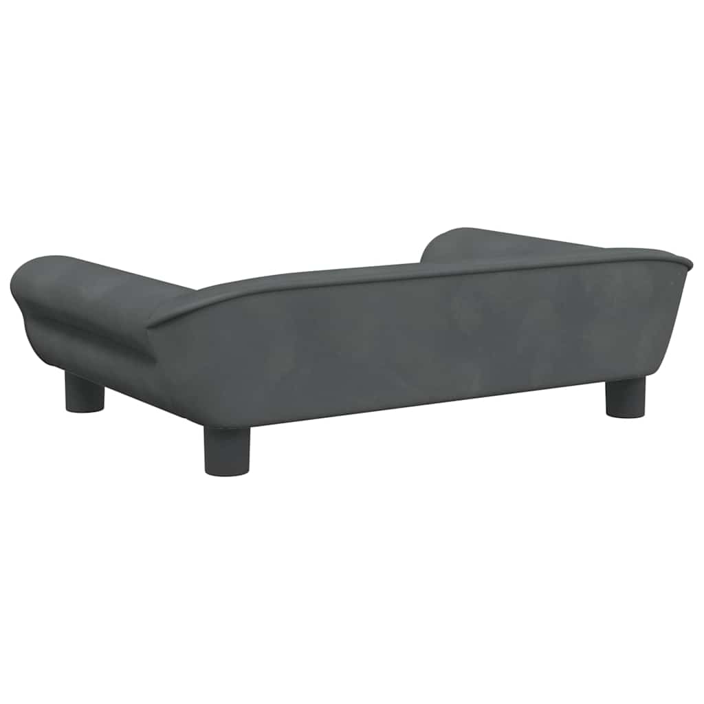 Pelíšek pro psy tmavě šedý 70 x 48 x 22 cm samet