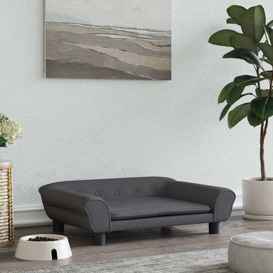 Pelíšek pro psy tmavě šedý 70 x 48 x 22 cm samet