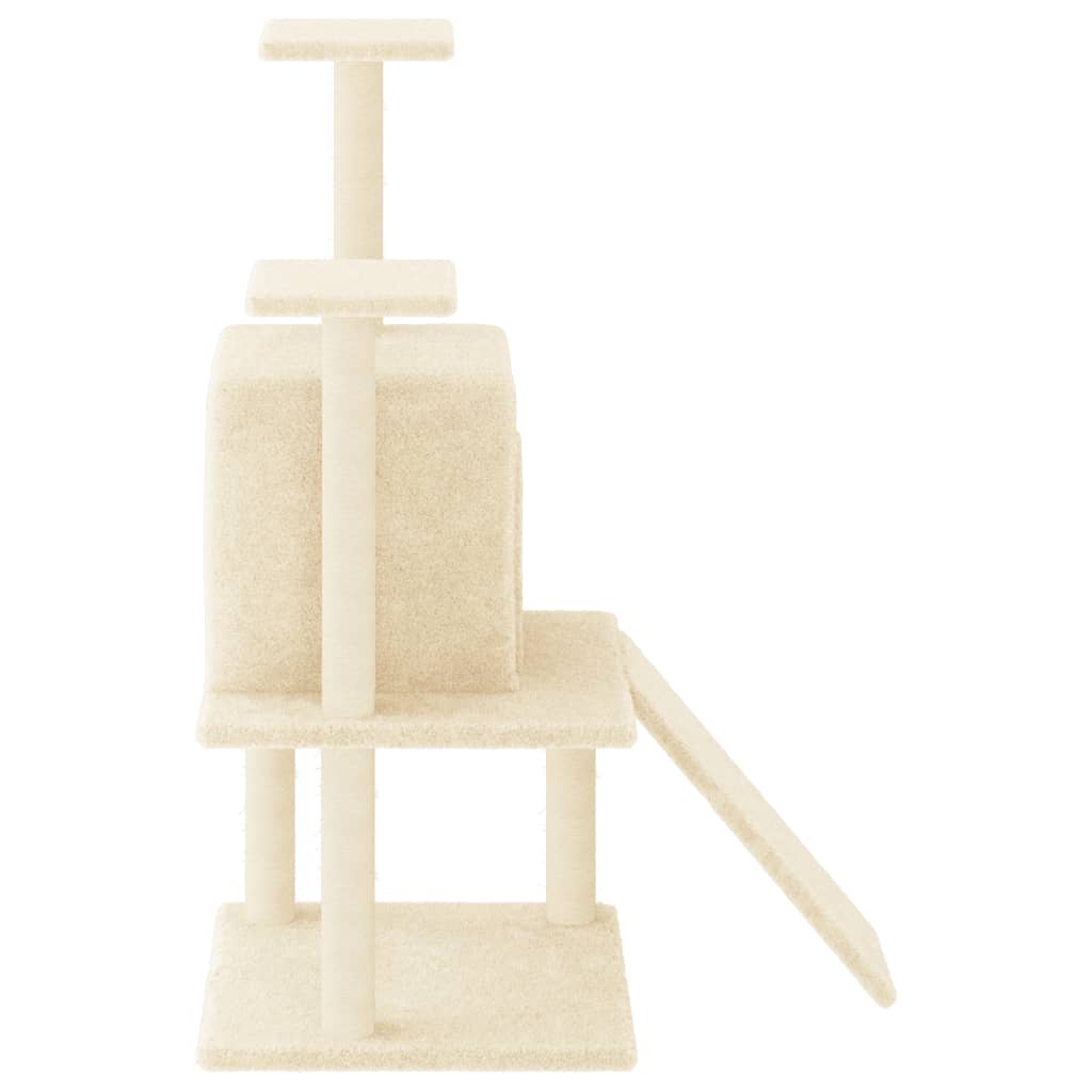 Škrabadlo pro kočky se sisalovými sloupky krémové 110 cm