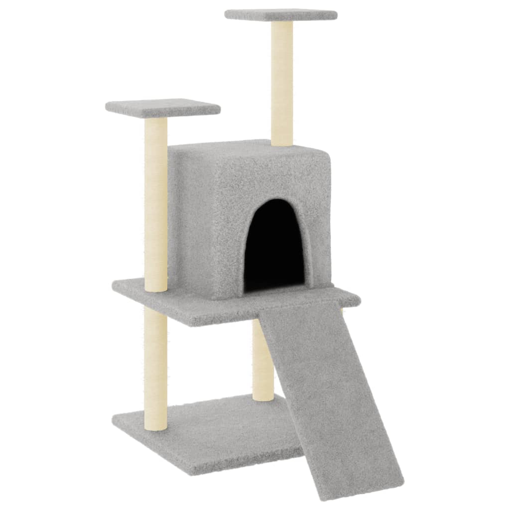 Škrabadlo pro kočky se sisalovými sloupky světle šedé 110 cm