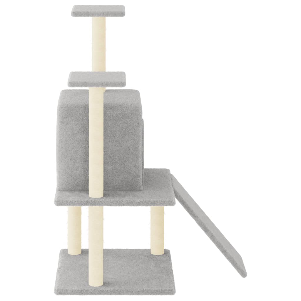 Škrabadlo pro kočky se sisalovými sloupky světle šedé 110 cm