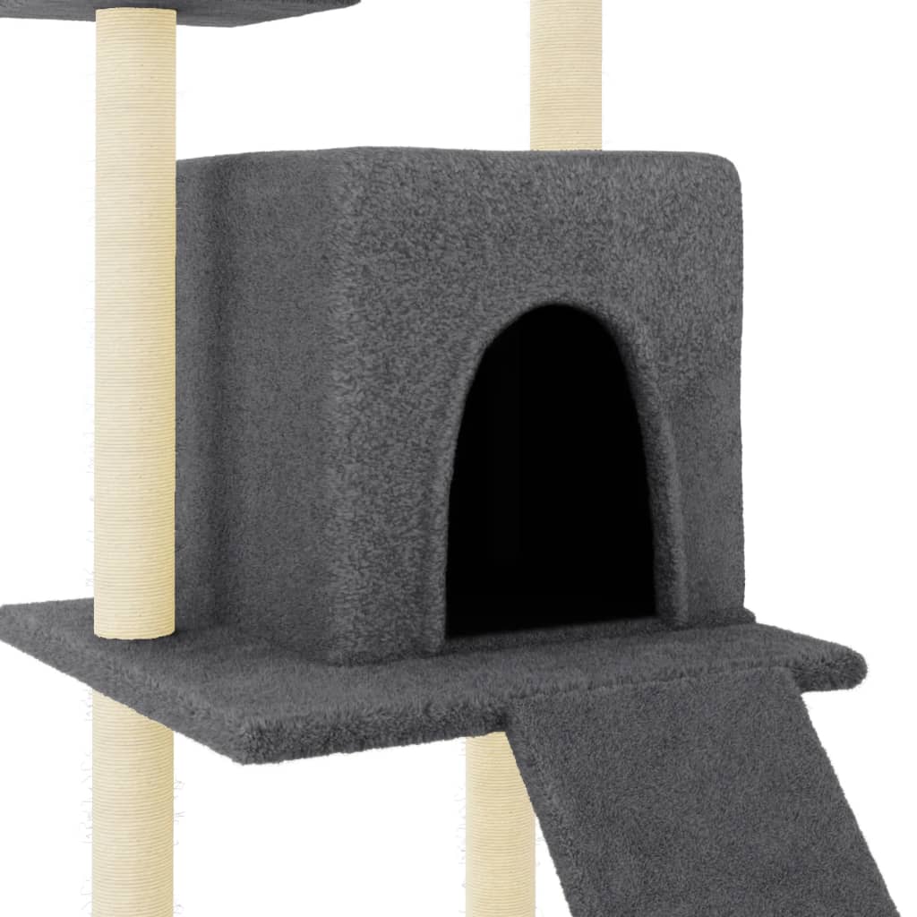Škrabadlo pro kočky se sisalovými sloupky tmavě šedé 110 cm