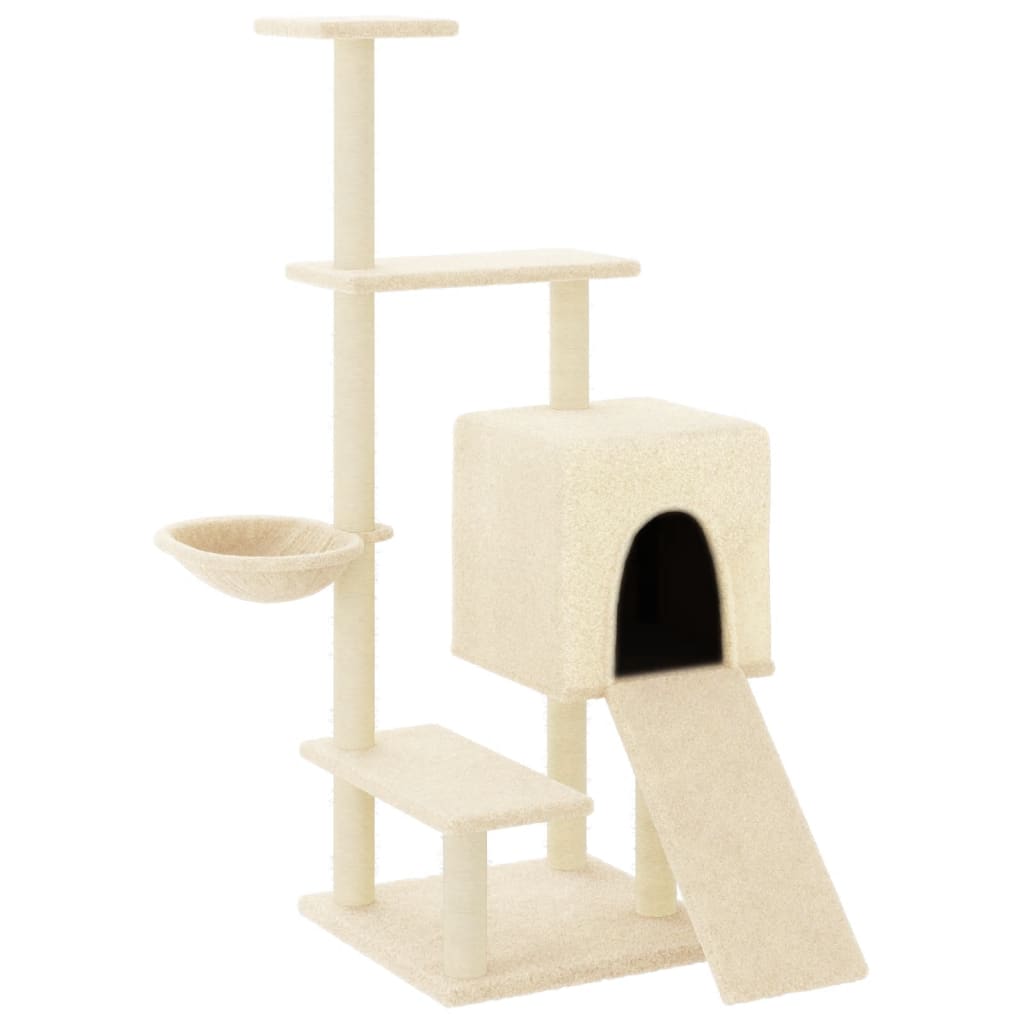 Škrabadlo pro kočky se sisalovými sloupky krémové 130,5 cm