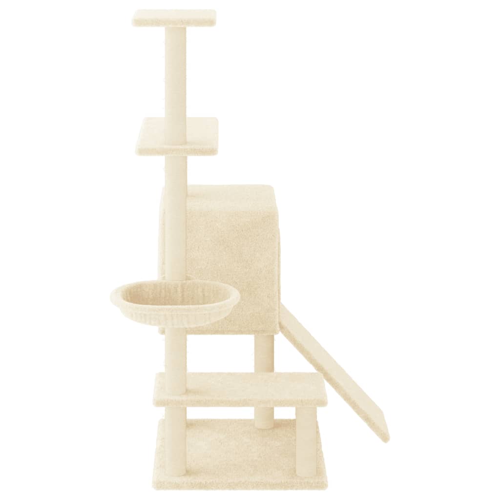 Škrabadlo pro kočky se sisalovými sloupky krémové 130,5 cm