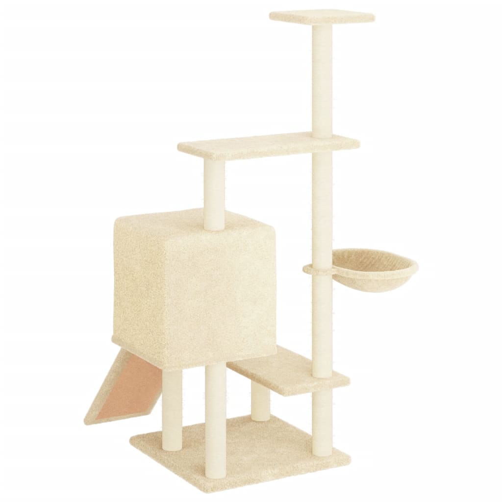 Škrabadlo pro kočky se sisalovými sloupky krémové 130,5 cm