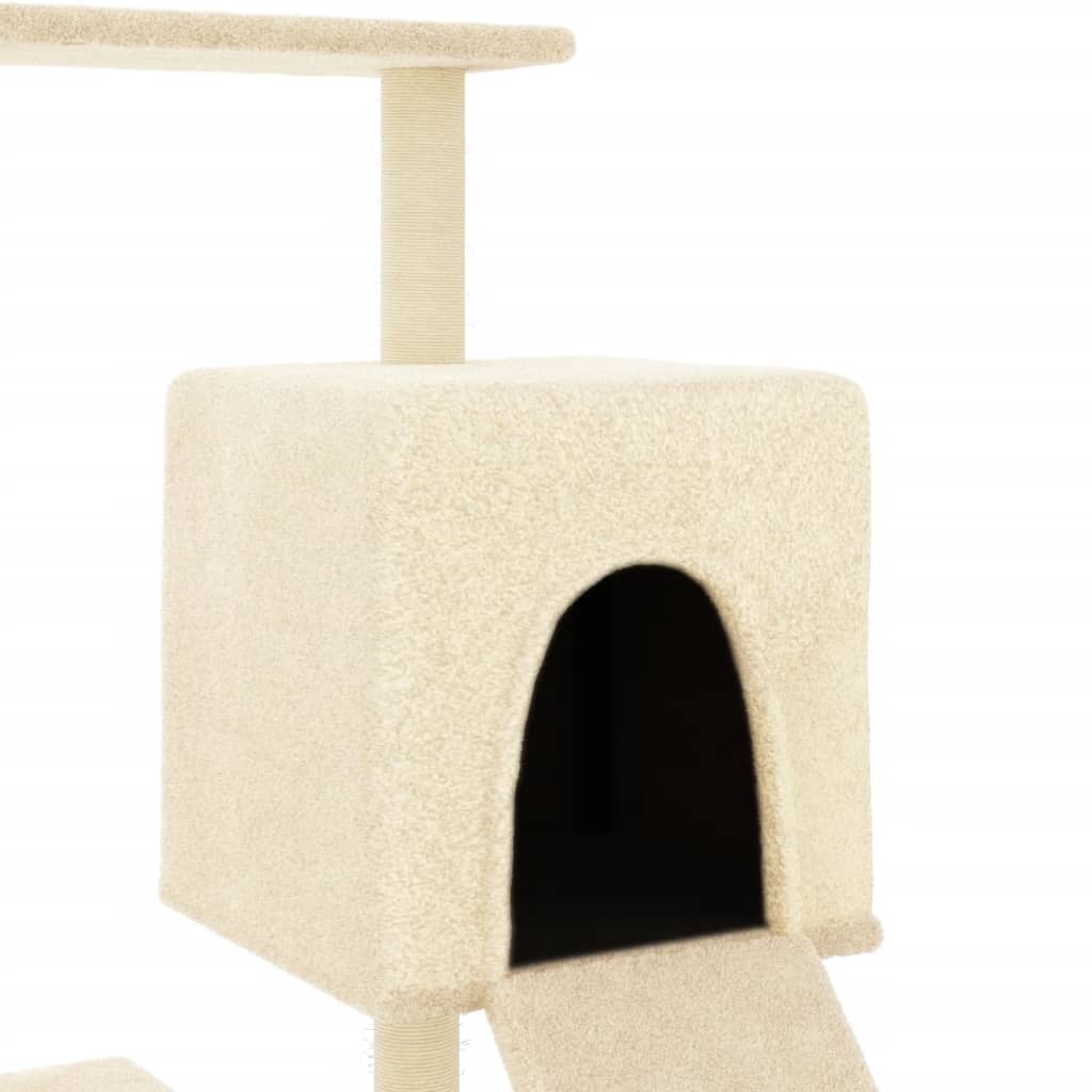 Škrabadlo pro kočky se sisalovými sloupky krémové 130,5 cm