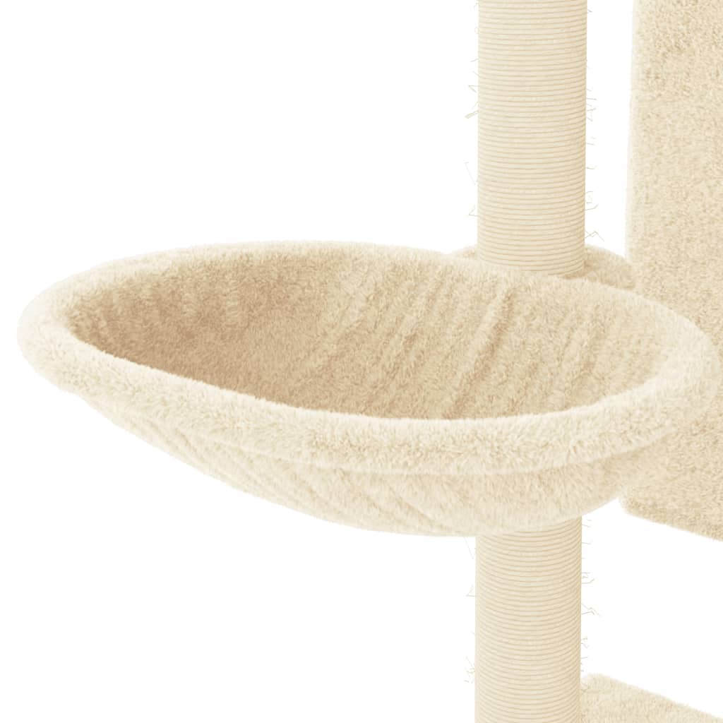 Škrabadlo pro kočky se sisalovými sloupky krémové 130,5 cm