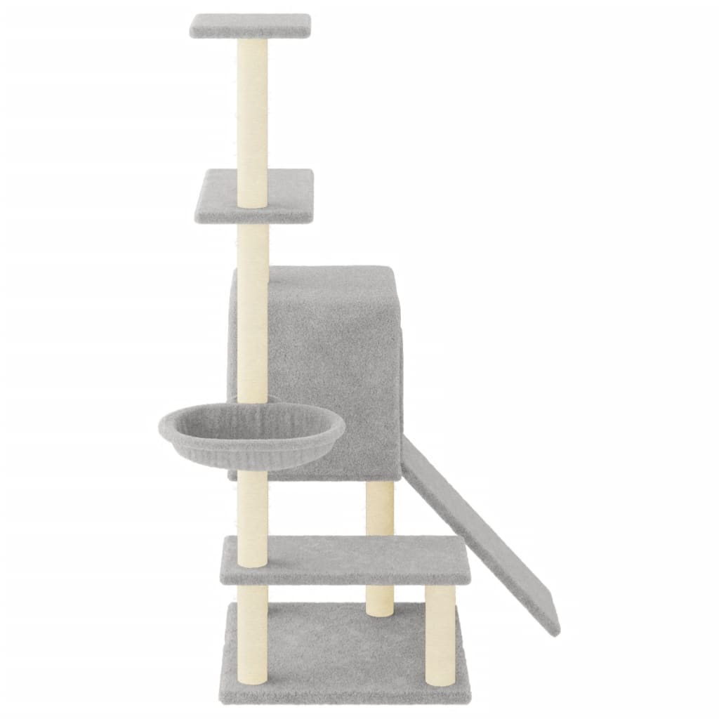 Škrabadlo pro kočky se sisalovými sloupky světle šedé 130,5 cm