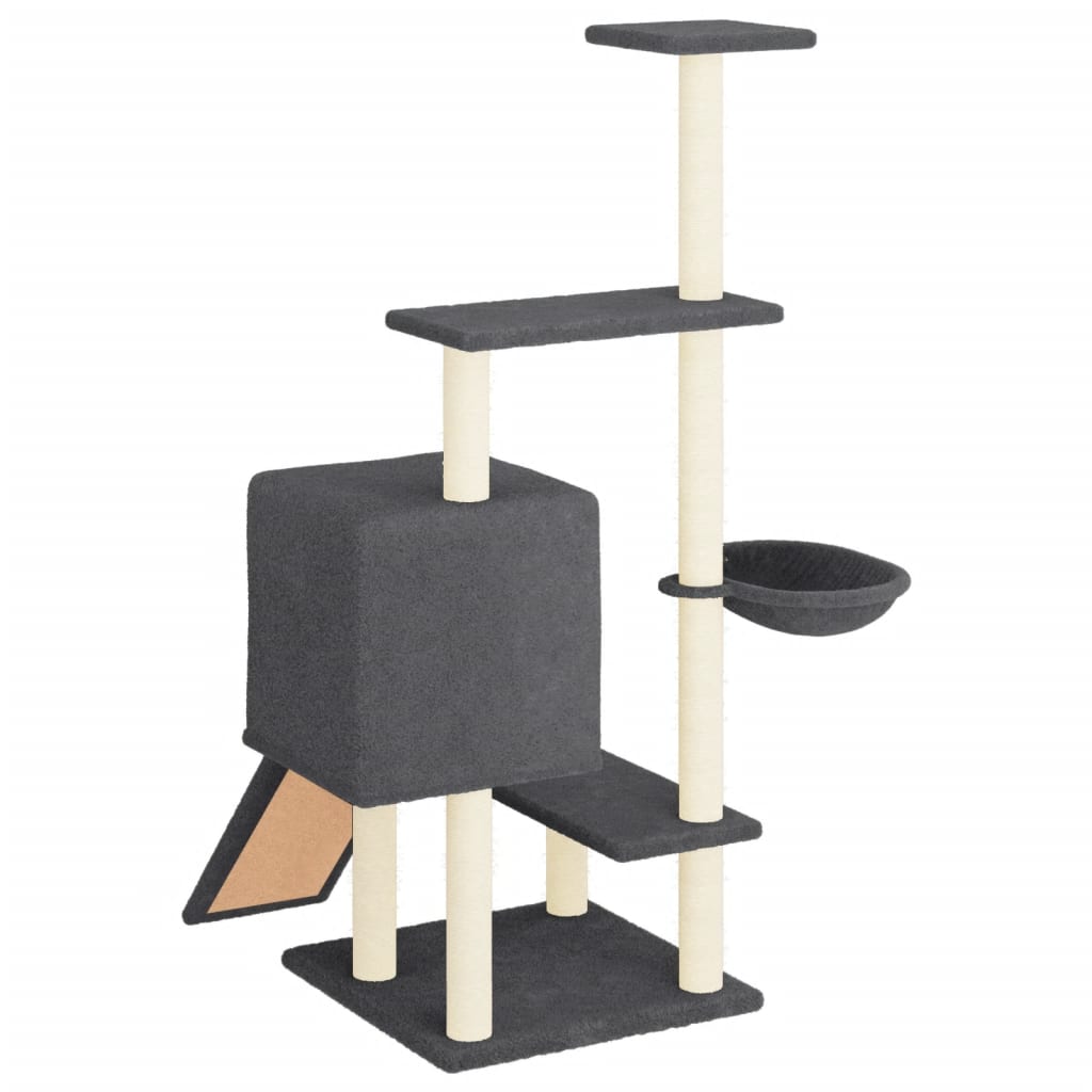Škrabadlo pro kočky se sisalovými sloupky tmavě šedé 130,5 cm