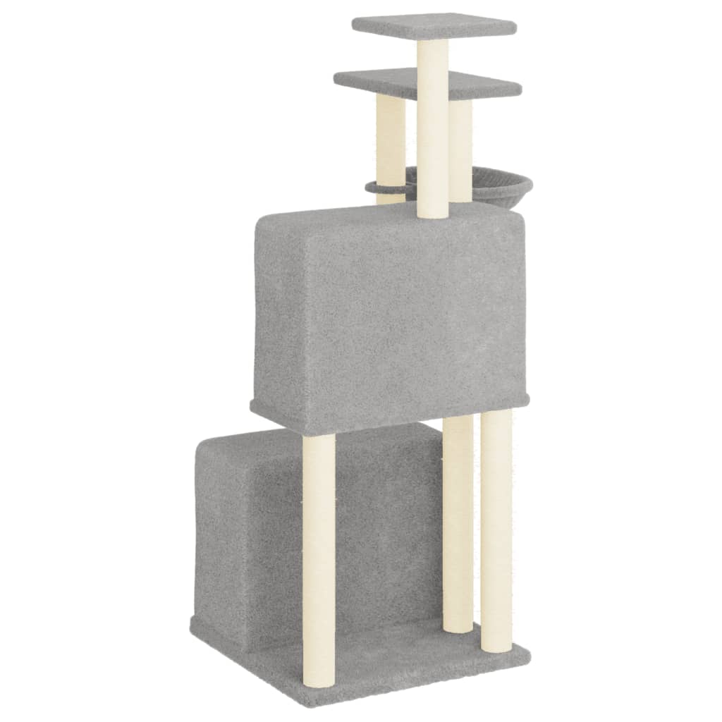Škrabadlo pro kočky se sisalovými sloupky světle šedé 122 cm