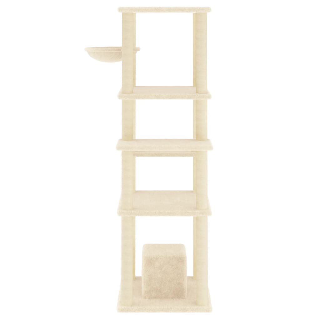 Škrabadlo pro kočky se sisalovými sloupky krémové 154 cm