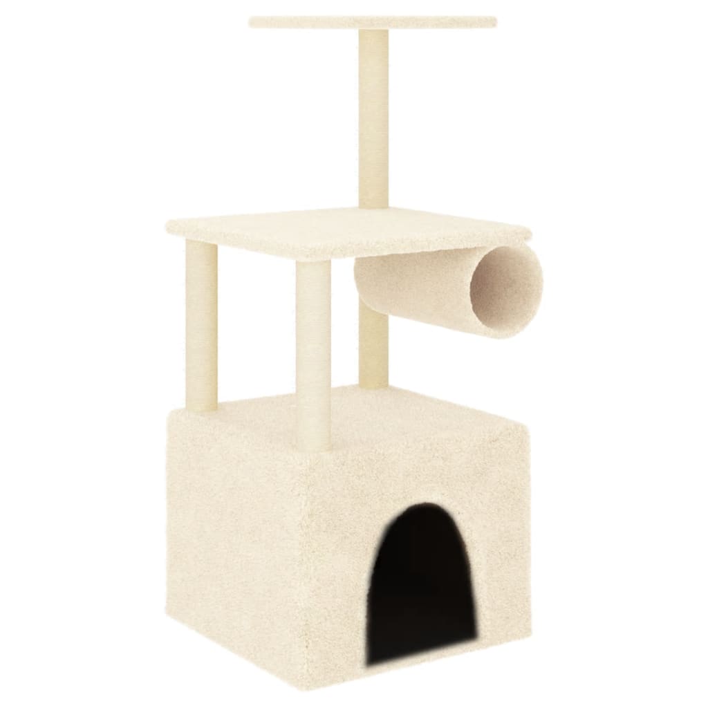 Škrabadlo pro kočky se sisalovými sloupky krémové 109,5 cm