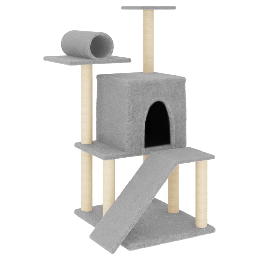 Škrabadlo pro kočky se sisalovými sloupky světle šedé 110,5 cm