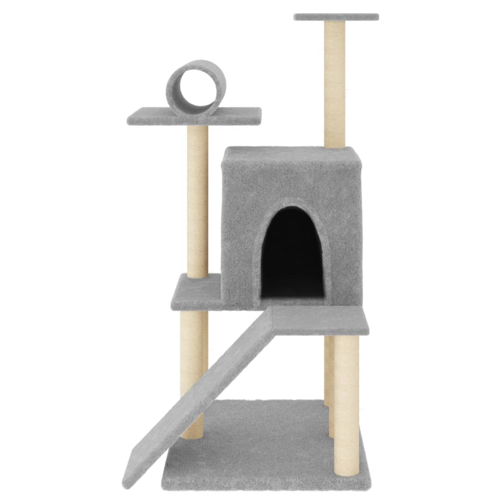 Škrabadlo pro kočky se sisalovými sloupky světle šedé 110,5 cm