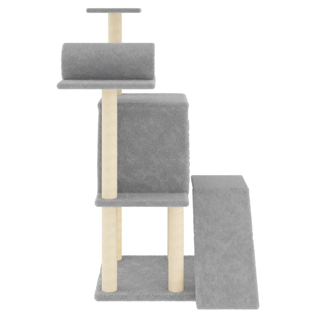Škrabadlo pro kočky se sisalovými sloupky světle šedé 110,5 cm