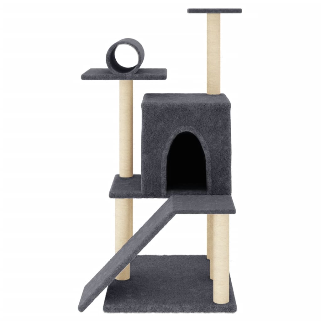 Škrabadlo pro kočky se sisalovými sloupky tmavě šedé 110,5 cm