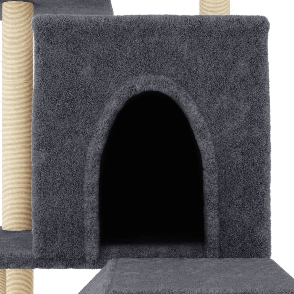 Škrabadlo pro kočky se sisalovými sloupky tmavě šedé 110,5 cm