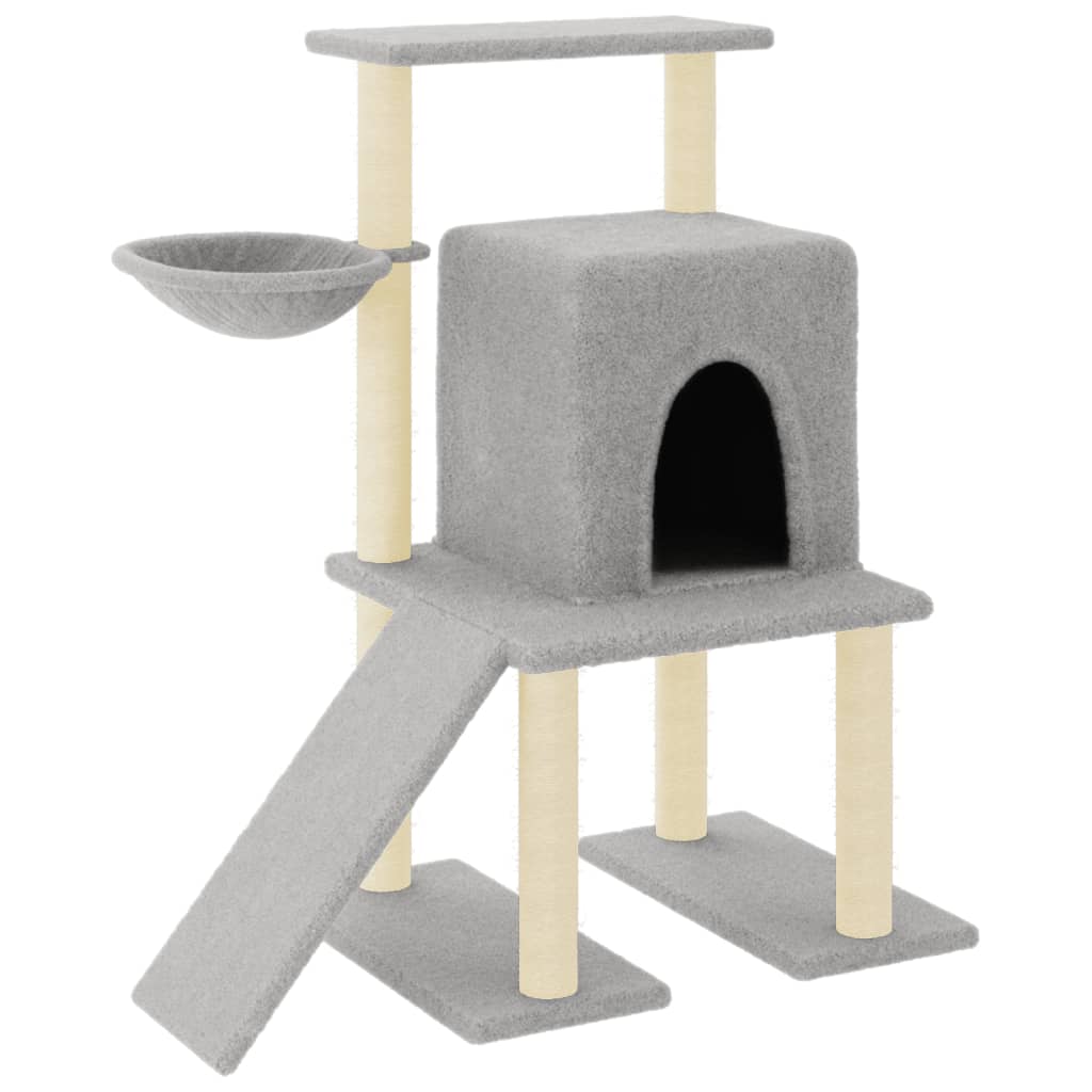 Škrabadlo pro kočky se sisalovými sloupky světle šedé 96,5 cm