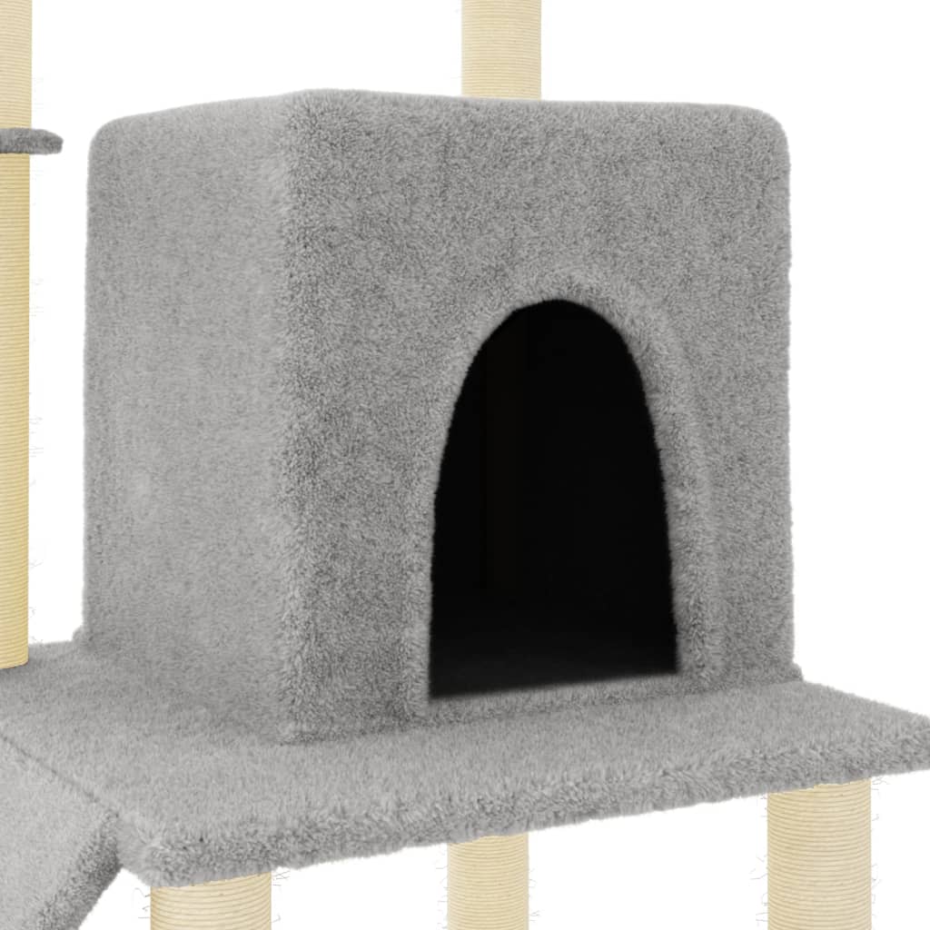 Škrabadlo pro kočky se sisalovými sloupky světle šedé 96,5 cm