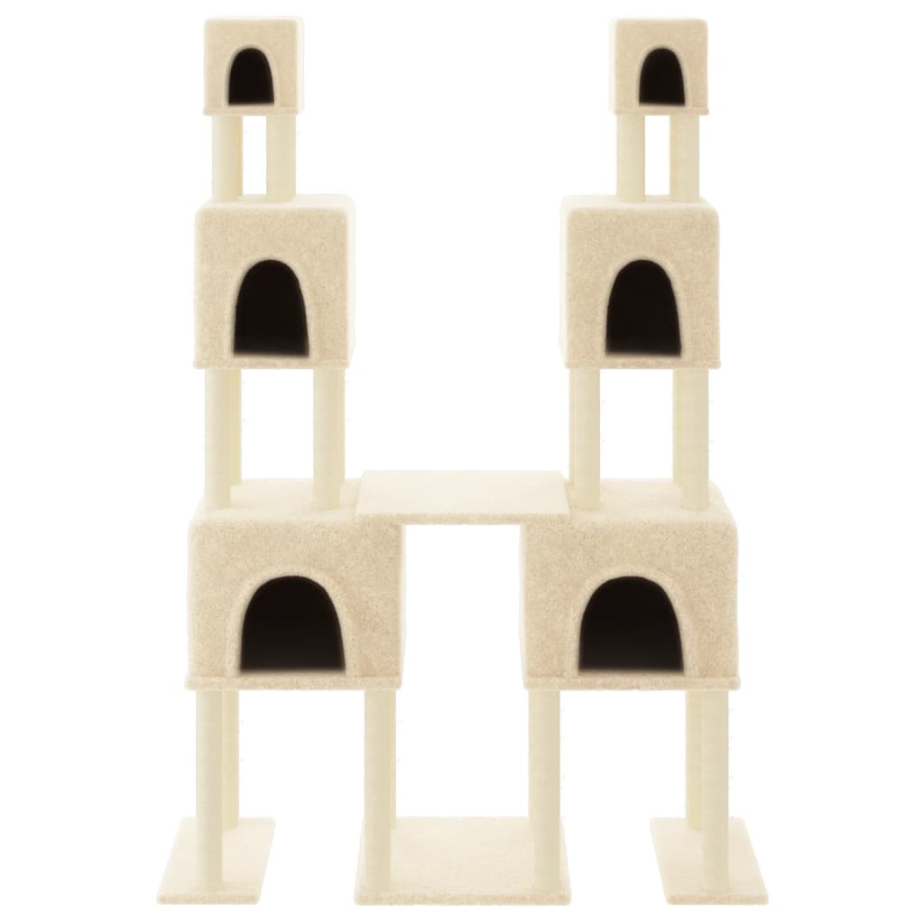 Škrabadlo pro kočky se sisalovými sloupky krémové 199 cm
