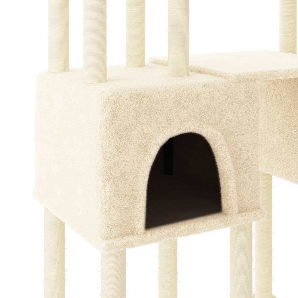 Škrabadlo pro kočky se sisalovými sloupky krémové 199 cm