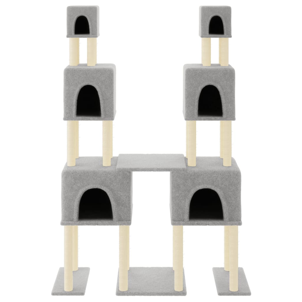 Škrabadlo pro kočky se sisalovými sloupky světle šedé 199 cm