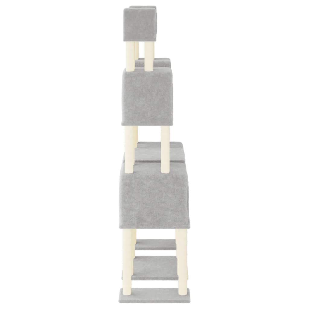 Škrabadlo pro kočky se sisalovými sloupky světle šedé 199 cm