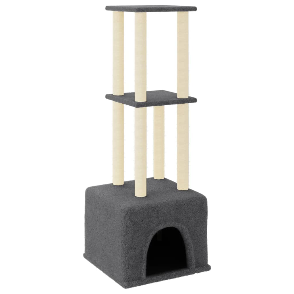 Škrabadlo pro kočky se sisalovými sloupky tmavě šedé 133,5 cm