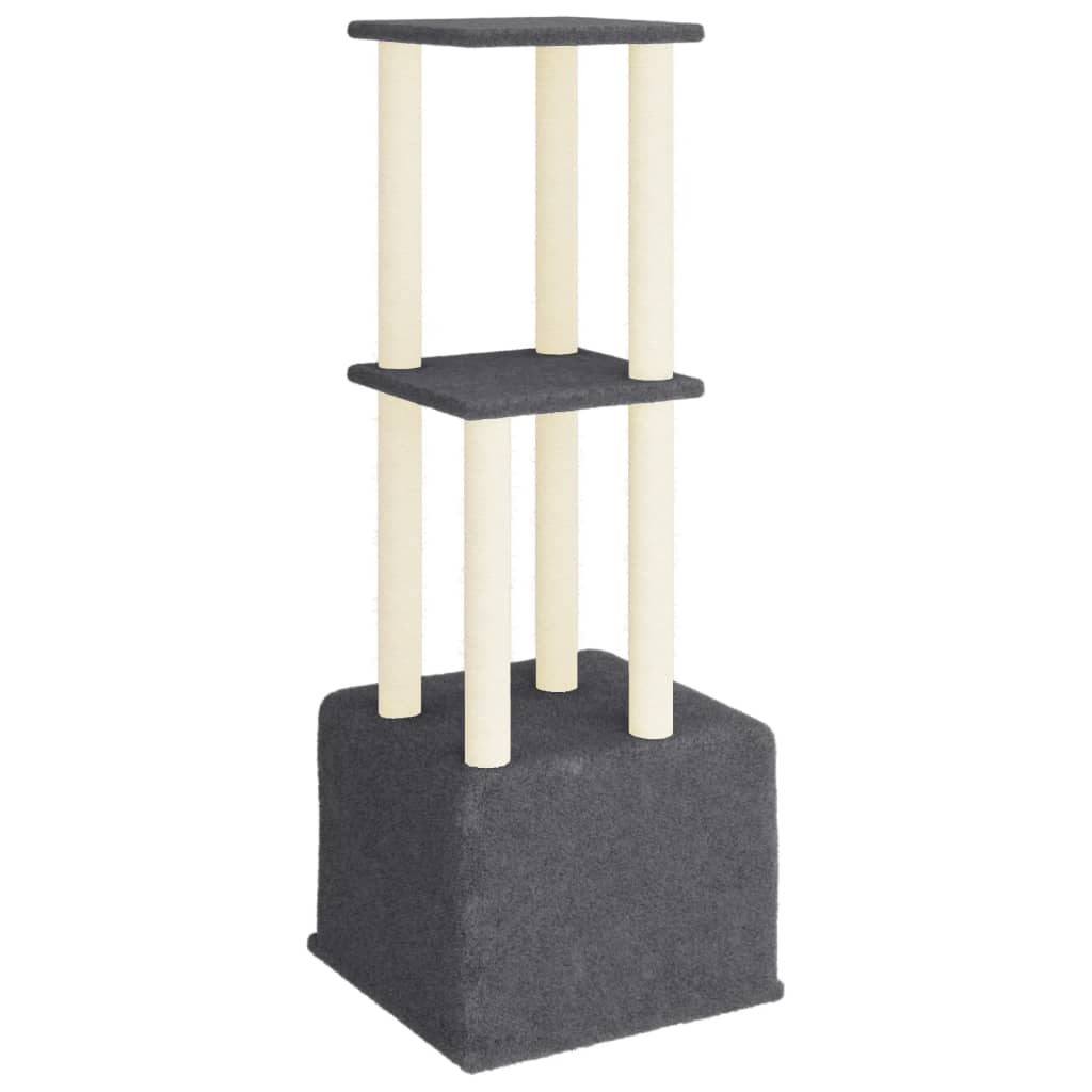 Škrabadlo pro kočky se sisalovými sloupky tmavě šedé 133,5 cm