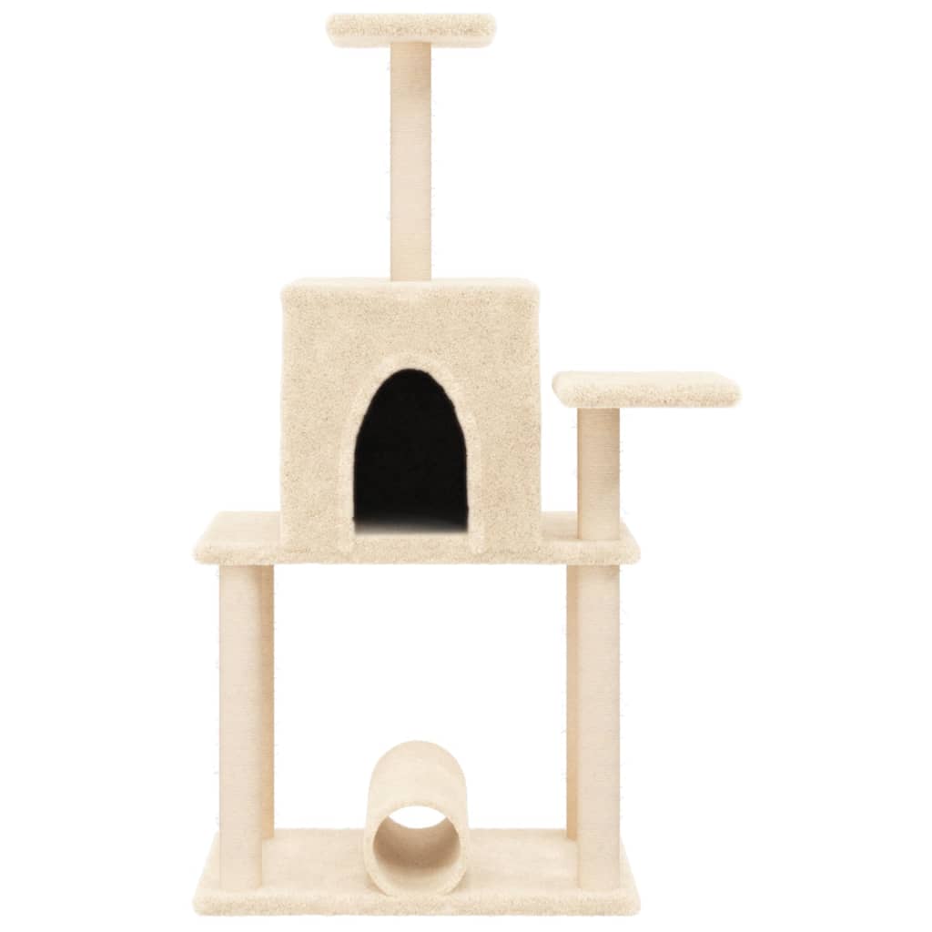 Škrabadlo pro kočky se sisalovými sloupky krémové 122 cm