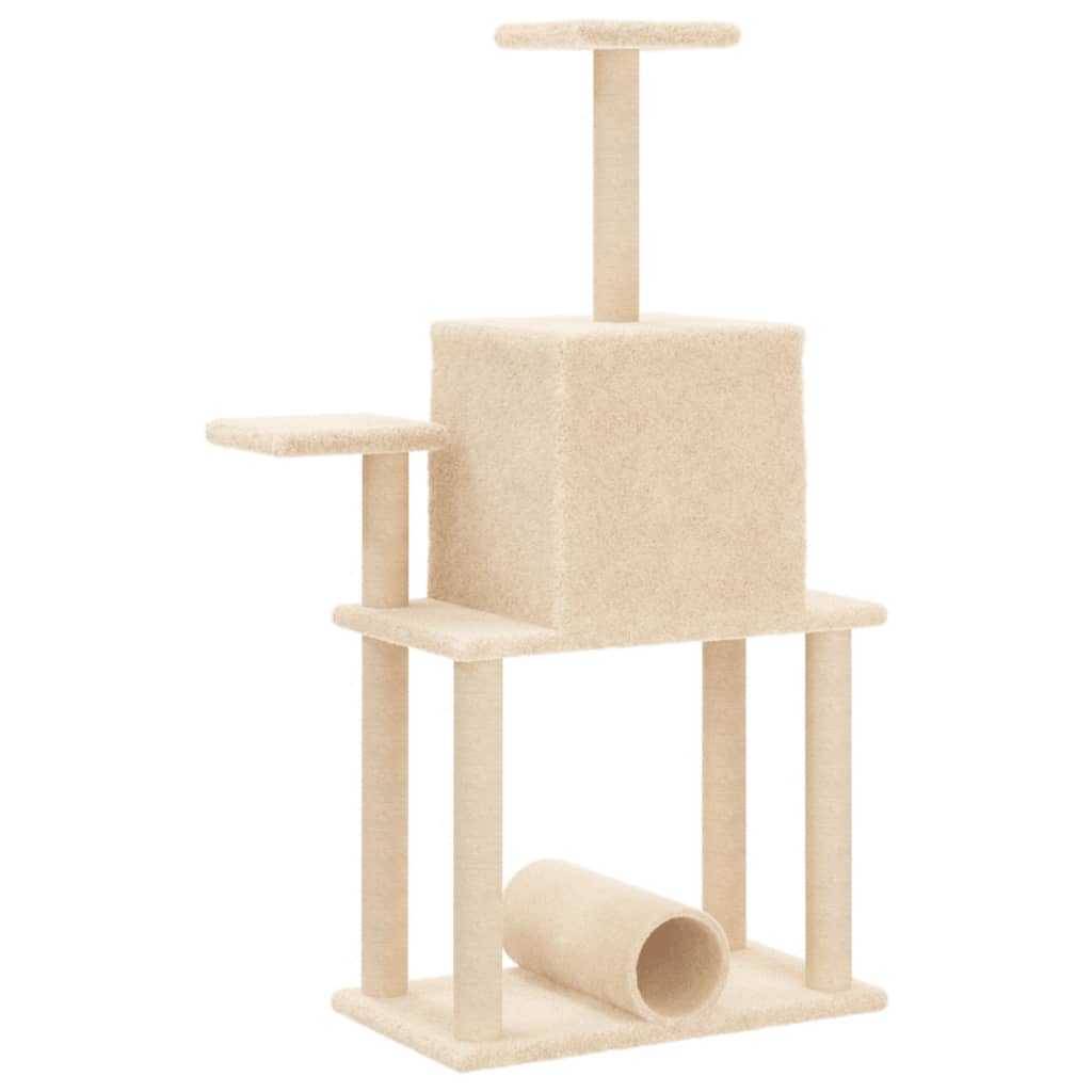 Škrabadlo pro kočky se sisalovými sloupky krémové 122 cm