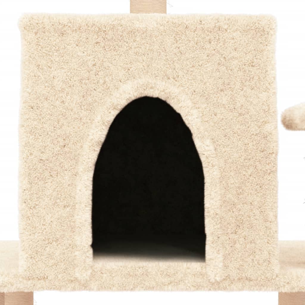 Škrabadlo pro kočky se sisalovými sloupky krémové 122 cm