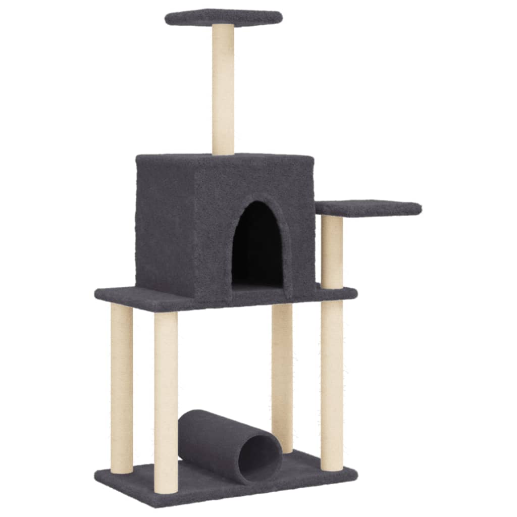 Škrabadlo pro kočky se sisalovými sloupky tmavě šedé 122 cm