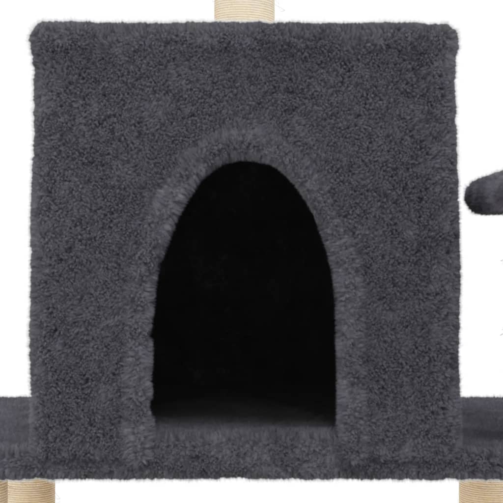 Škrabadlo pro kočky se sisalovými sloupky tmavě šedé 122 cm