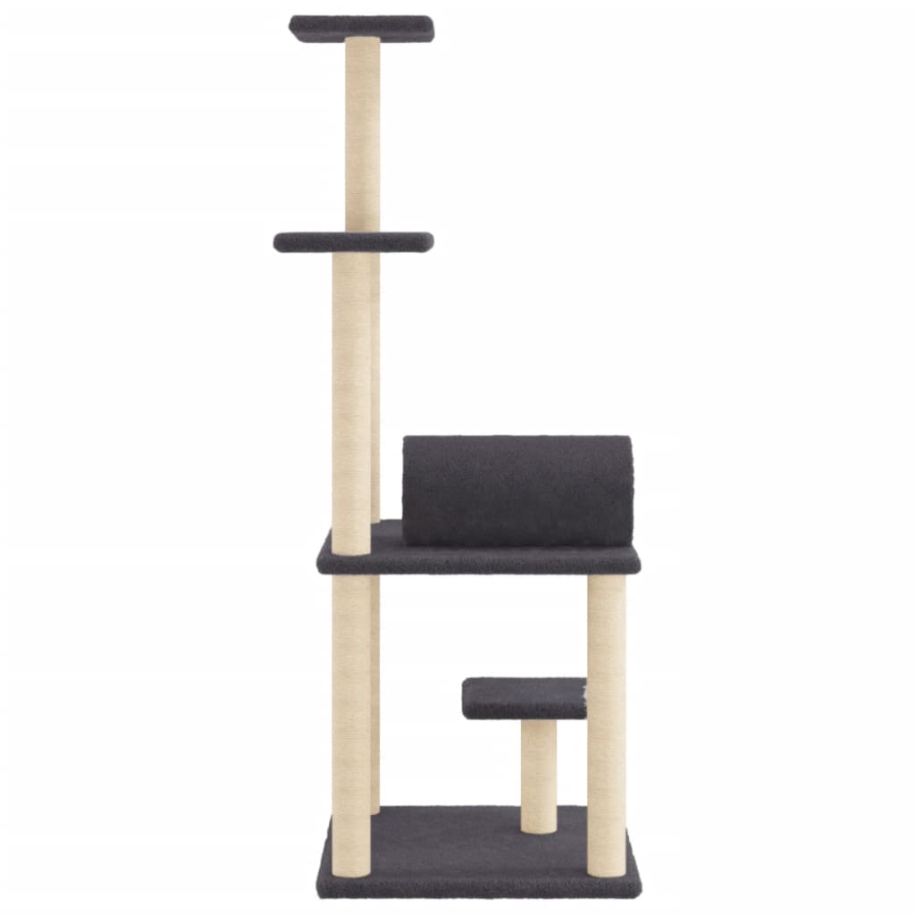 Škrabadlo pro kočky se sisalovými sloupky tmavě šedé 136 cm