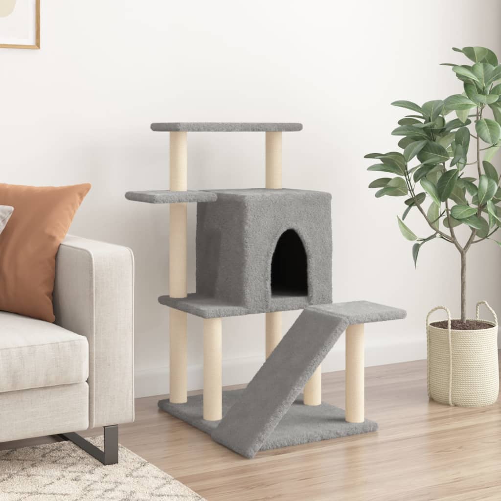 Škrabadlo pro kočky se sisalovými sloupky světle šedé 97 cm