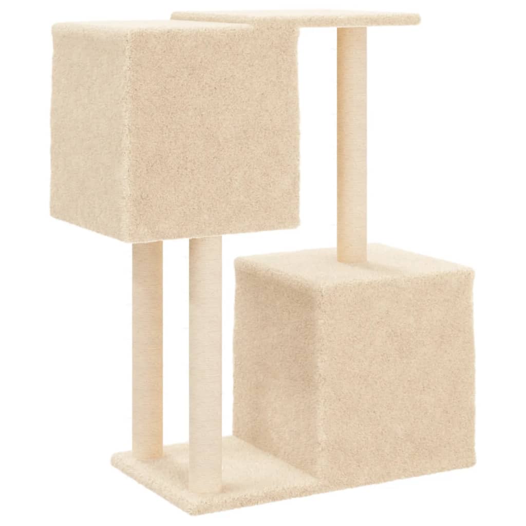 Škrabadlo pro kočky se sisalovými sloupky krémové 86 cm