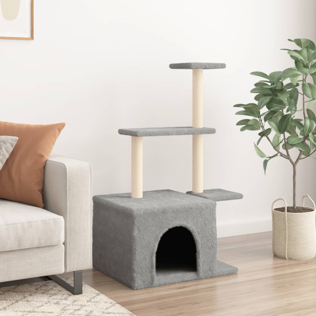 Škrabadlo pro kočky se sisalovými sloupky světle šedé 110 cm