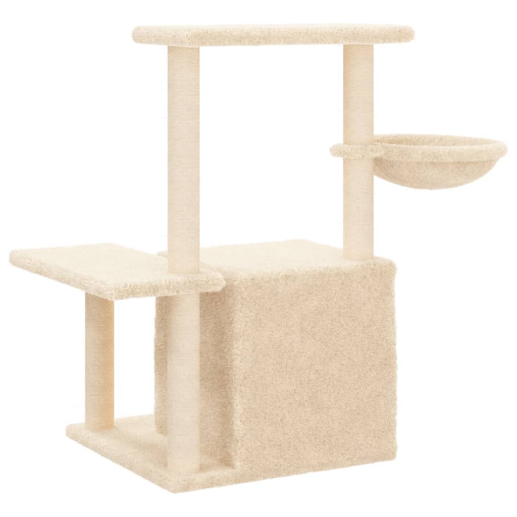 Škrabadlo pro kočky se sisalovými sloupky krémové 83 cm
