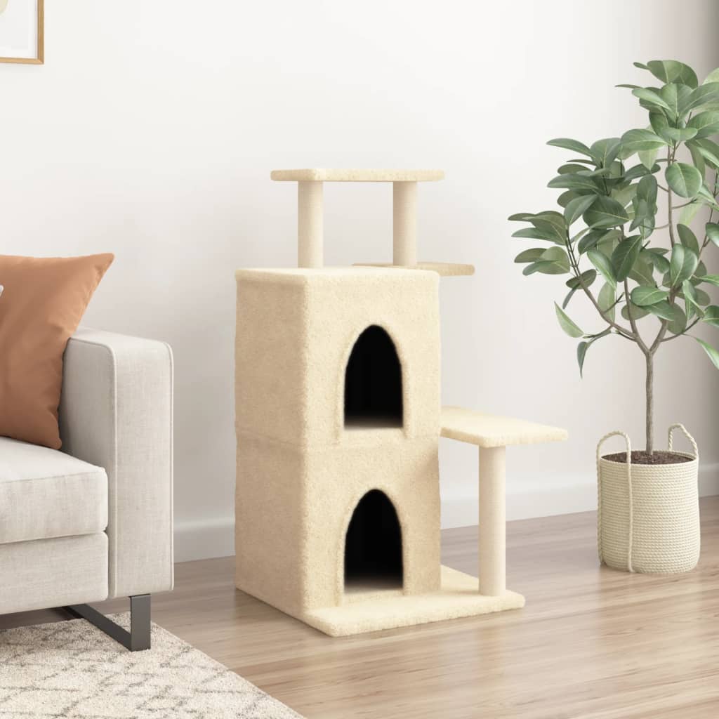 Škrabadlo pro kočky se sisalovými sloupky krémové 97 cm