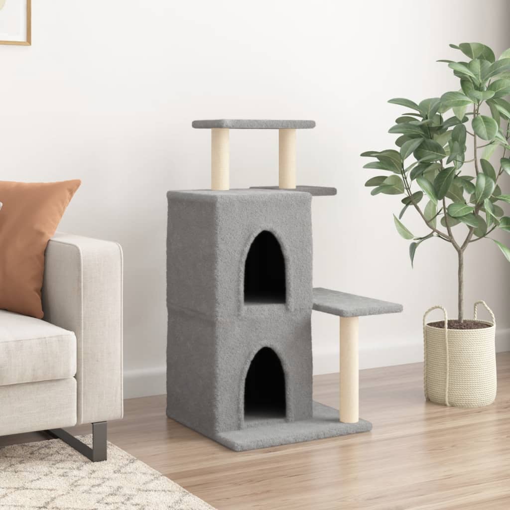 Škrabadlo pro kočky se sisalovými sloupky světle šedé 97 cm