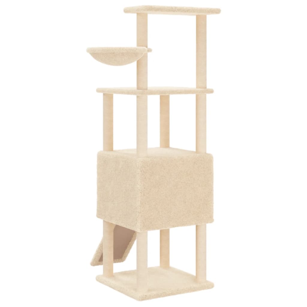 Škrabadlo pro kočky se sisalovými sloupky krémové 153 cm