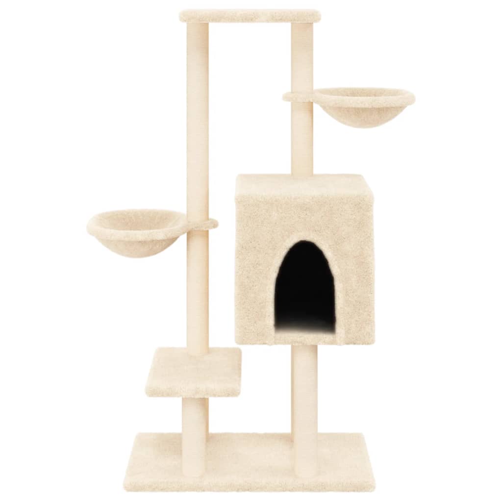 Škrabadlo pro kočky se sisalovými sloupky krémové 117 cm