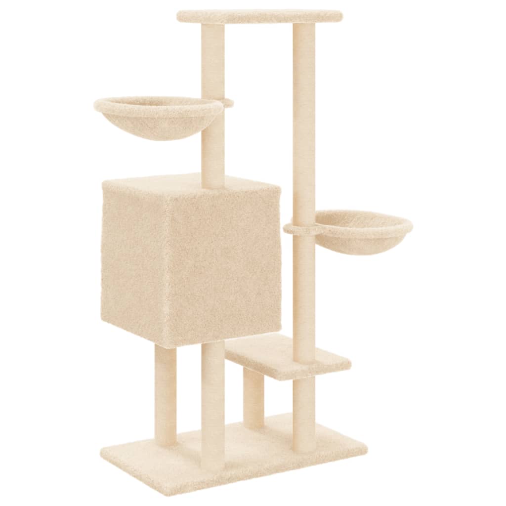 Škrabadlo pro kočky se sisalovými sloupky krémové 117 cm