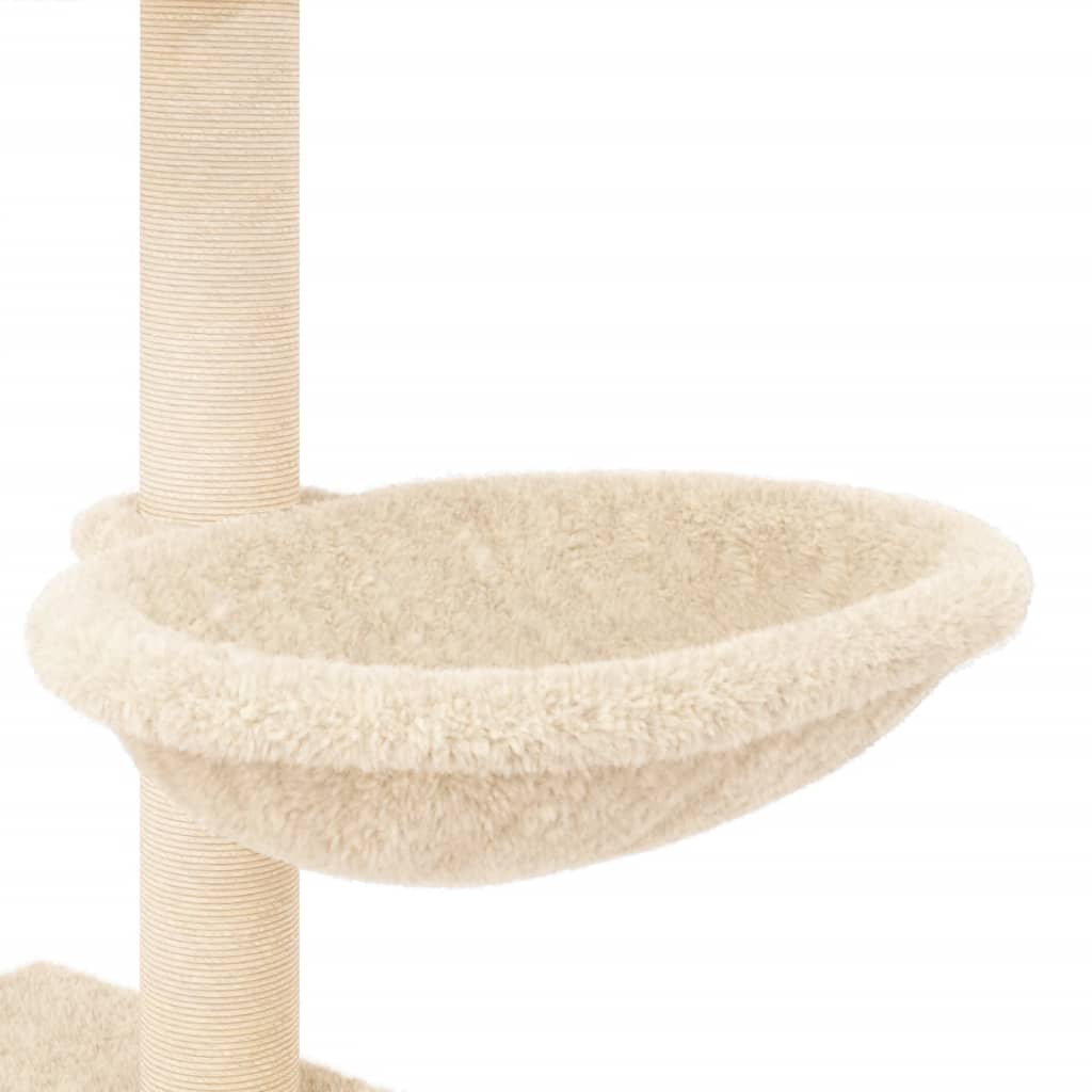 Škrabadlo pro kočky se sisalovými sloupky krémové 117 cm