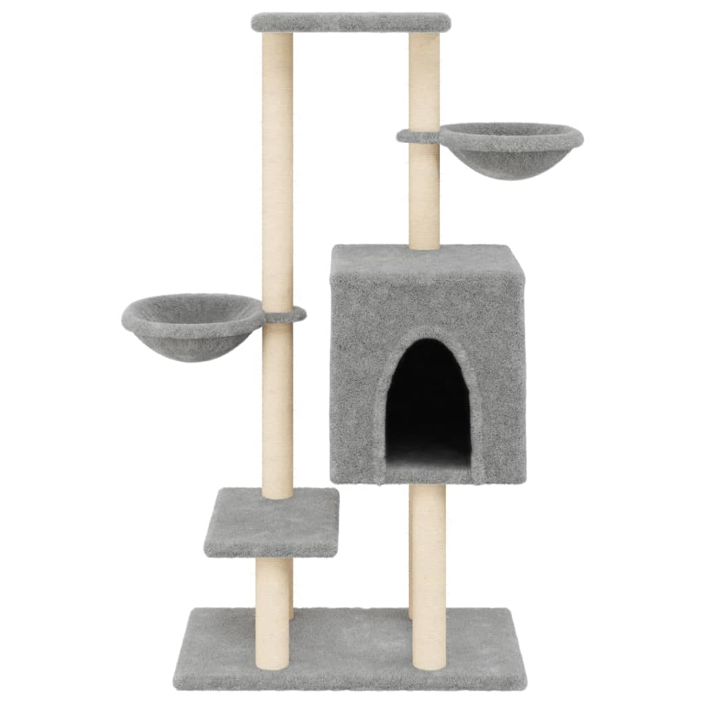Škrabadlo pro kočky se sisalovými sloupky světle šedé 117 cm